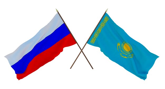 Arrière-plan pour les concepteurs illustrateurs Drapeaux de la fête nationale de l'indépendance de la Russie et du Kazakhstan