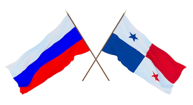 Arrière-plan pour les concepteurs illustrateurs Drapeaux de la fête nationale de l'indépendance de la Russie et du Panama