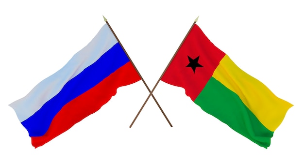 Arrière-plan pour les concepteurs illustrateurs Drapeaux de la fête nationale de l'indépendance Russie et GuinéeBissau