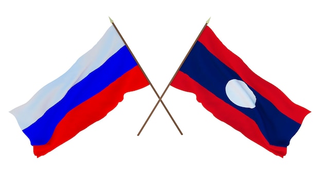 Arrière-plan Pour Les Concepteurs Illustrateurs Drapeaux De La Fête Nationale De L'indépendance Russie Et Laos