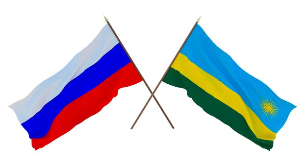 Arrière-plan pour les concepteurs illustrateurs Drapeaux de la fête nationale de l'indépendance Russie et Rwanda