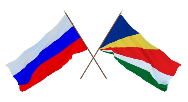 Arrière-plan pour les concepteurs illustrateurs Drapeaux de la fête nationale de l'indépendance de la Russie et des Seychelles