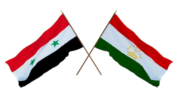 Arrière-plan pour les concepteurs illustrateurs Drapeaux de la fête nationale de l'indépendance de la Syrie et du Tadjikistan