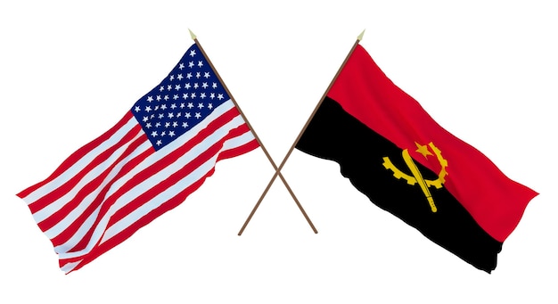 Arrière-plan pour les concepteurs illustrateurs Drapeaux de la fête nationale de l'indépendance des États-Unis d'Amérique États-Unis et de l'Angola