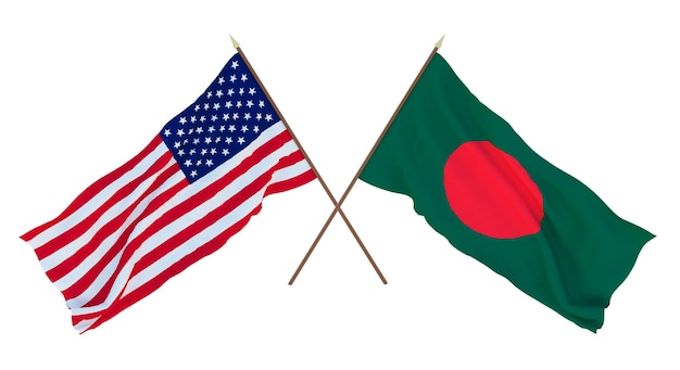 Arrière-plan pour les concepteurs illustrateurs Drapeaux de la fête nationale de l'indépendance des États-Unis d'Amérique États-Unis et du Bangladesh