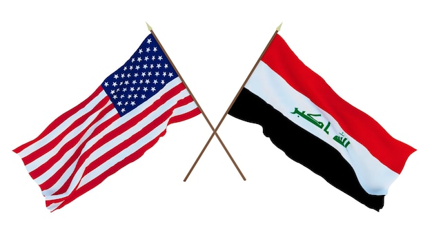 Arrière-plan pour les concepteurs illustrateurs Drapeaux de la fête nationale de l'indépendance des États-Unis d'Amérique États-Unis et de l'Irak
