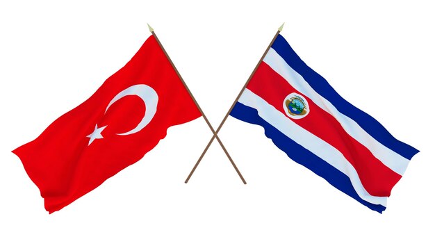 Arrière-plan pour les concepteurs illustrateurs Drapeaux de la fête nationale de l'indépendance Turquie et Costa Rica