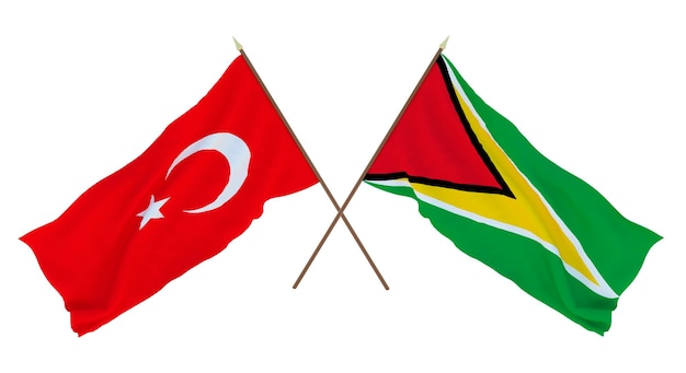 Arrière-plan pour les concepteurs illustrateurs Drapeaux de la fête nationale de l'indépendance Turquie et Guyane