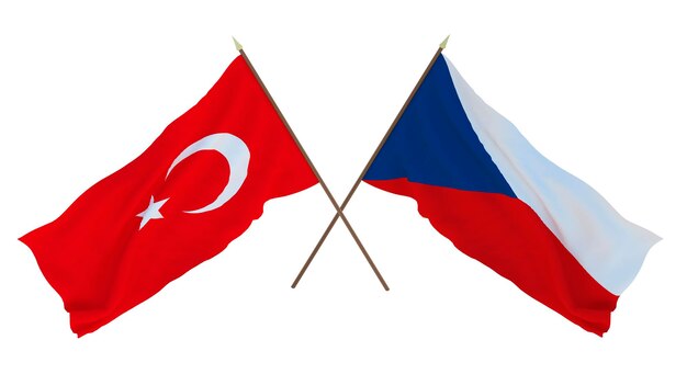 Arrière-plan pour les concepteurs illustrateurs Drapeaux de la fête nationale de l'indépendance Turquie et République tchèque