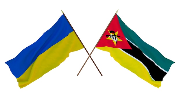 Arrière-plan pour les concepteurs illustrateurs Drapeaux de la fête nationale de l'indépendance de l'Ukraine et du Mozambique