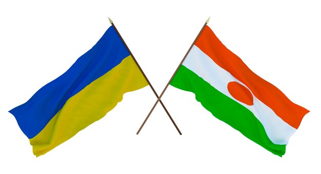 Arrière-plan pour les concepteurs illustrateurs Drapeaux de la fête nationale de l'indépendance de l'Ukraine et du Niger