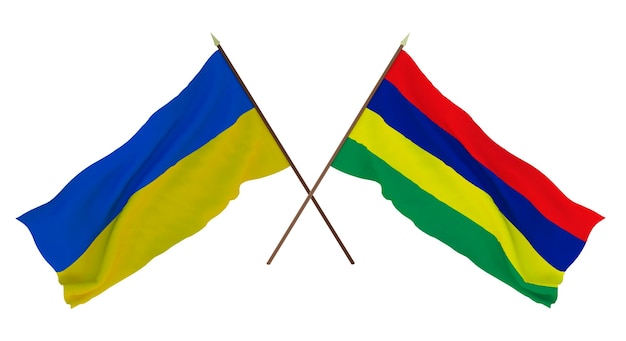 Arrière-plan pour les concepteurs illustrateurs Drapeaux de la fête nationale de l'indépendance de l'Ukraine et de l'île Maurice