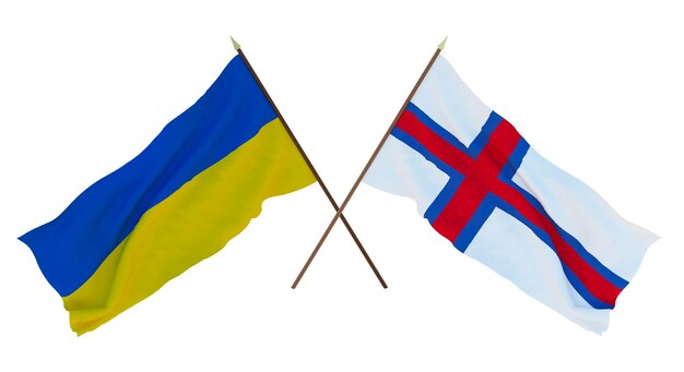 Arrière-plan pour les concepteurs illustrateurs Drapeaux de la fête nationale de l'indépendance de l'Ukraine et des îles Féroé