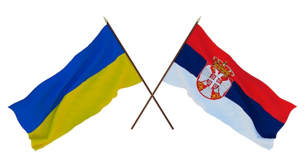 Arrière-plan pour les concepteurs illustrateurs Drapeaux de la fête nationale de l'indépendance de l'Ukraine et de la Serbie