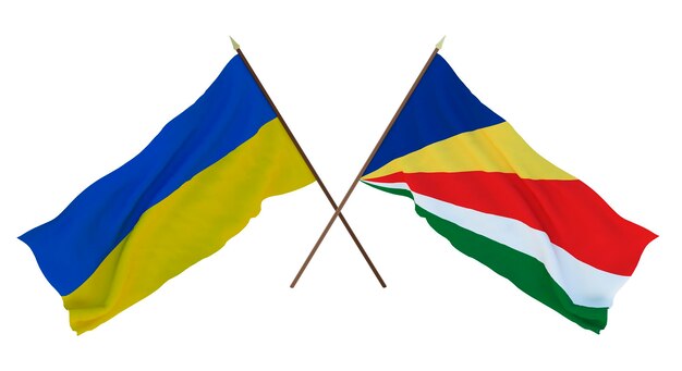 Arrière-plan pour les concepteurs illustrateurs Drapeaux de la fête nationale de l'indépendance de l'Ukraine et des Seychelles