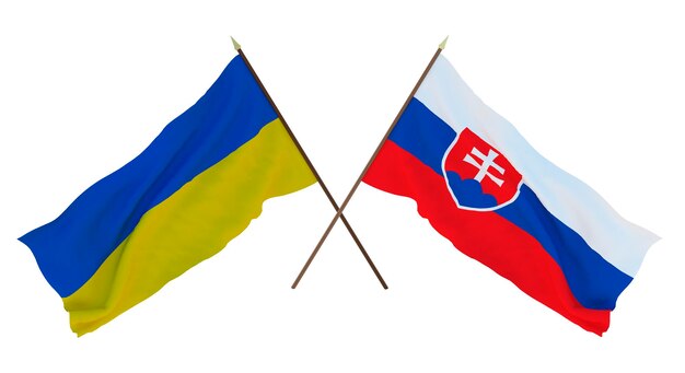 Arrière-plan pour les concepteurs illustrateurs Drapeaux de la fête nationale de l'indépendance de l'Ukraine et de la Slovaquie