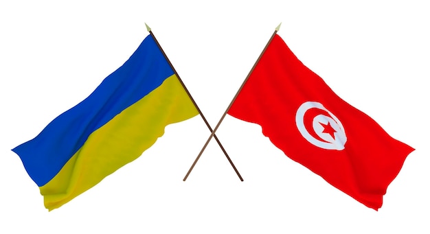 Arrière-plan pour les concepteurs illustrateurs Drapeaux de la fête nationale de l'indépendance de l'Ukraine et de la Tunisie