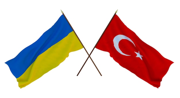 Arrière-plan pour les concepteurs illustrateurs Drapeaux de la fête nationale de l'indépendance de l'Ukraine et de la Turquie