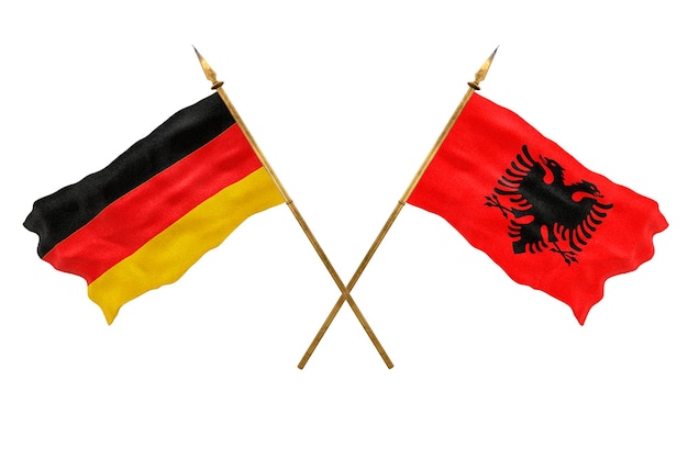 Arrière-plan pour les concepteurs Modèle 3D de la fête nationale Drapeaux nationaux de l'Allemagne et de l'Albanie