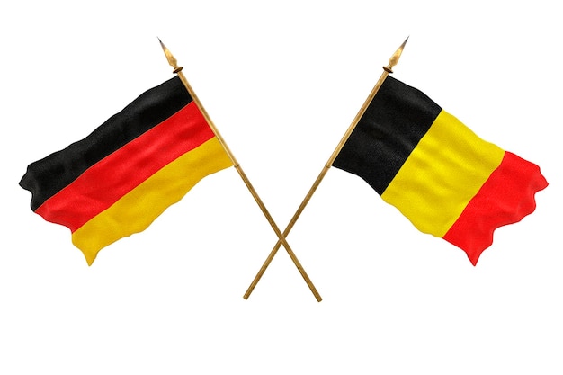 Arrière-plan pour les concepteurs Modèle 3D de la fête nationale Drapeaux nationaux de l'Allemagne et de la Belgique