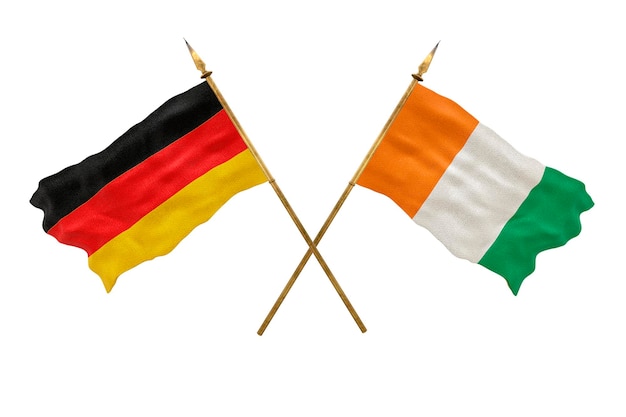 Arrière-plan pour les concepteurs Modèle 3D de la fête nationale Drapeaux nationaux de l'Allemagne et de la Côte d'Ivoire