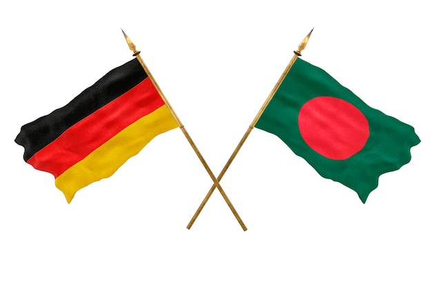 Arrière-plan pour les concepteurs Modèle 3D de la fête nationale Drapeaux nationaux de l'Allemagne et du Bangladesh