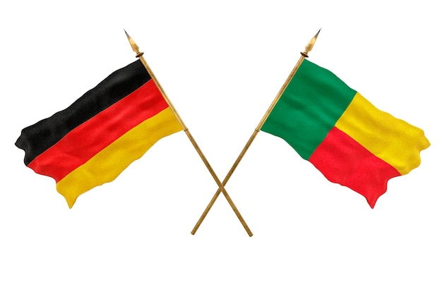 Arrière-plan pour les concepteurs Modèle 3D de la fête nationale Drapeaux nationaux de l'Allemagne et du Bénin