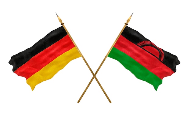 Arrière-plan pour les concepteurs Modèle 3D de la fête nationale Drapeaux nationaux de l'Allemagne et du Malawi