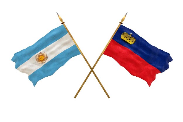 Arrière-plan pour les concepteurs Modèle 3D de la fête nationale Drapeaux nationaux Argentine et Liechtenstein