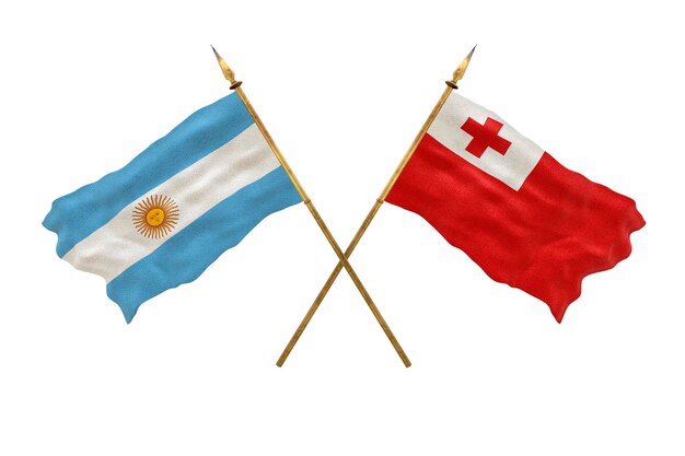 Arrière-plan pour les concepteurs Modèle 3D de la fête nationale Drapeaux nationaux Argentine et Tonga