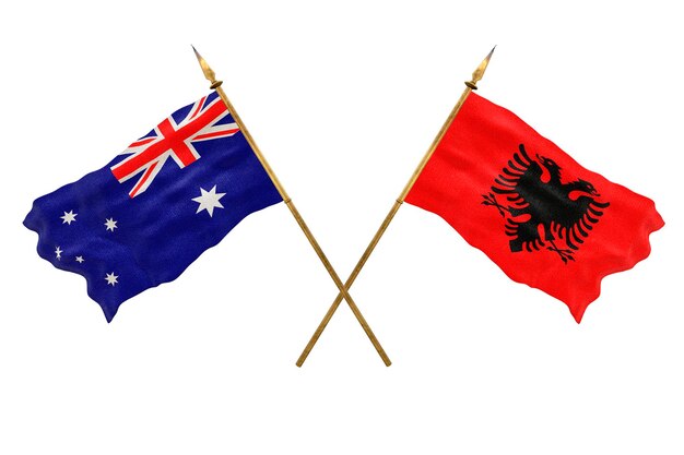 Arrière-plan Pour Les Concepteurs Modèle 3d De La Fête Nationale Drapeaux Nationaux Australie Et Albanie