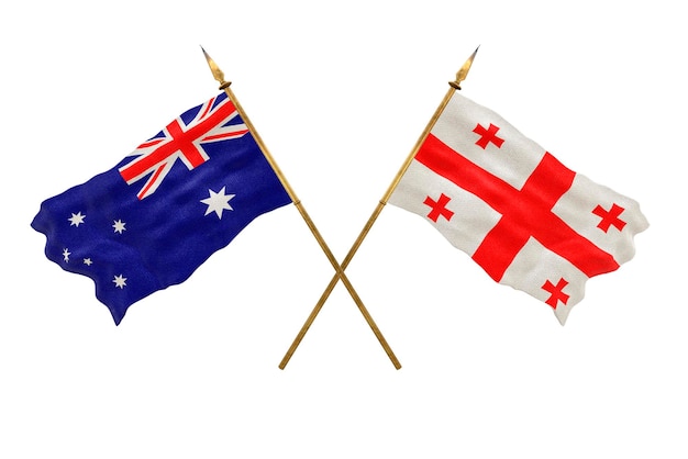 Arrière-plan pour les concepteurs Modèle 3D de la fête nationale Drapeaux nationaux Australie et Géorgie