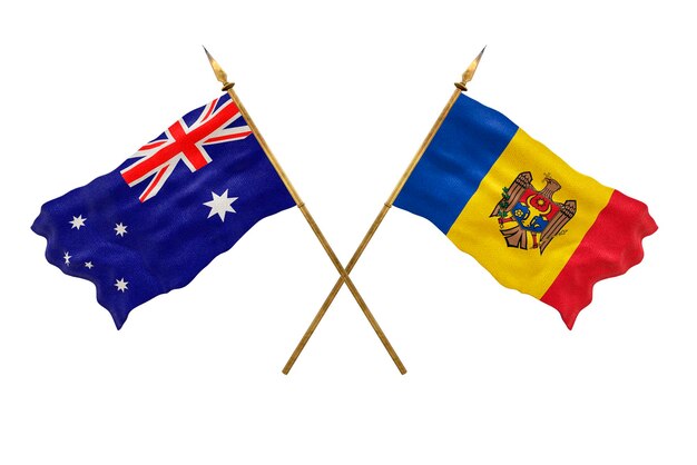 Arrière-plan pour les concepteurs Modèle 3D de la fête nationale Drapeaux nationaux Australie et Moldavie