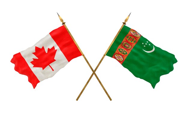 Arrière-plan pour les concepteurs Modèle 3D de la fête nationale Drapeaux nationaux du Canada et du Turkménistan
