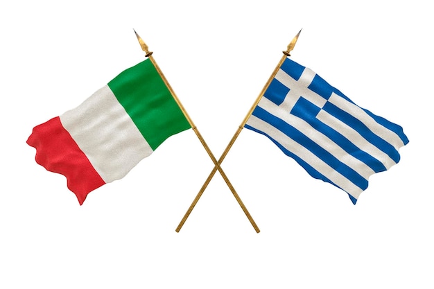 Arrière-plan pour les concepteurs Modèle 3D de la fête nationale Drapeaux nationaux Italie et Grèce