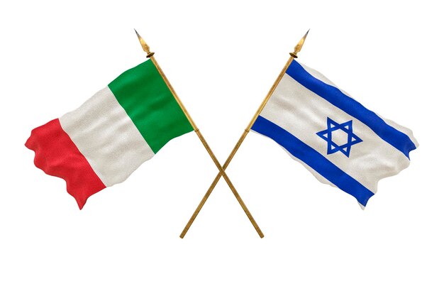 Arrière-plan pour les concepteurs Modèle 3D de la fête nationale Drapeaux nationaux Italie et Israël