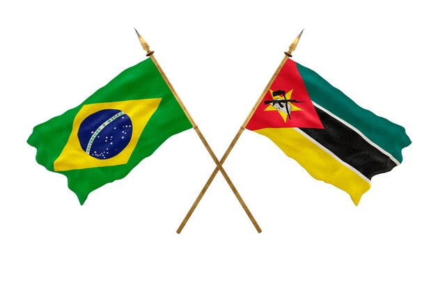 Arrière-plan pour les concepteurs Modèle 3D de la fête nationale Drapeaux nationaux de la République populaire du Brésil et du Mozambique