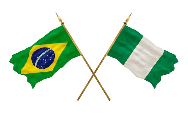 Arrière-plan pour les concepteurs Modèle 3D de la fête nationale Drapeaux nationaux de la République populaire du Brésil et du Nigéria