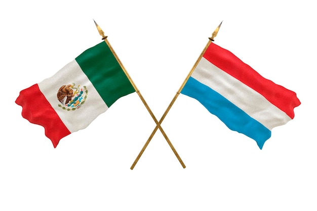 Arrière-plan pour les concepteurs Modèle 3D de la fête nationale Drapeaux nationaux de la République populaire du Mexique et du Luxembourg