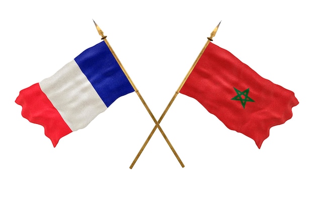 Arrière-plan pour les concepteurs Modèle 3D de la fête nationale Drapeaux nationaux de la République populaire de France et du Maroc