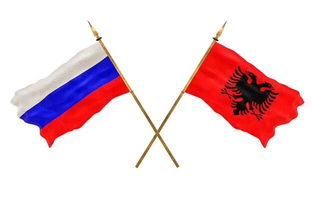 Arrière-plan Pour Les Concepteurs Modèle 3d De La Fête Nationale Drapeaux Nationaux De La Russie Et De L'albanie