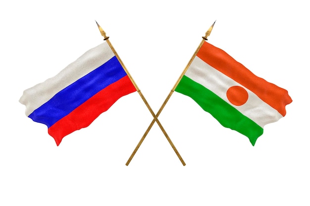 Arrière-plan pour les concepteurs Modèle 3D de la fête nationale Drapeaux nationaux de la Russie et du Niger