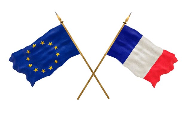 Photo arrière-plan pour les concepteurs modèle 3d de la fête nationale drapeaux nationaux union européenne et france