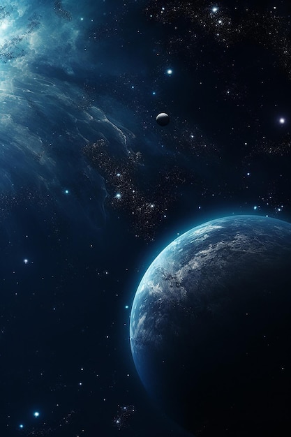 arrière-plan pour un site web comprenant l'espace une planète sombre marine sombre argent thème cosmique