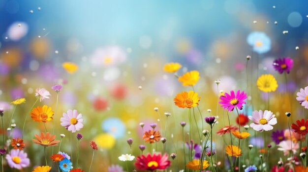 Photo arrière-plan de prairies florales colorées