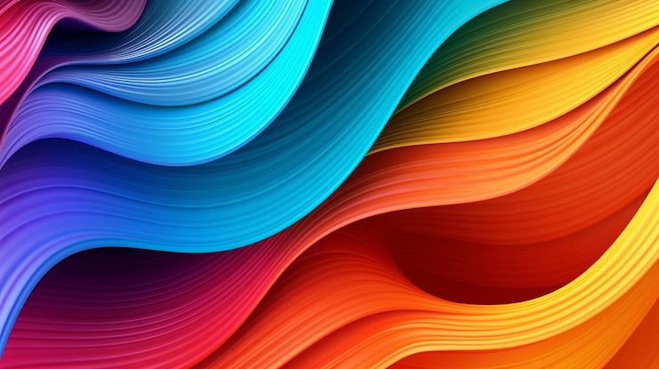 Photo l'arrière-plan présente une conception de vagues dégradées vibrantes et multicolores ajoutant une explosion de teintes vives qui créent une expérience visuelle accrocheuse et dynamique generative ai