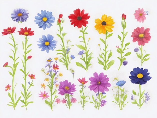 Arrière-plan de printemps de fleurs de prairie à l'aquarelle peinte à la main