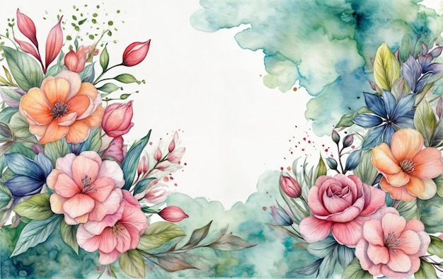 Arrière-plan de printemps floral avec espace de copie style aquarelle IA générative