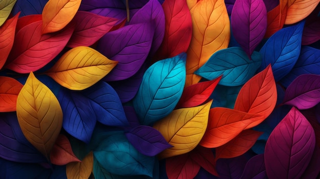 Un arrière-plan publicitaire magnifique et coloré à partir de feuilles brillantes génération d'IA