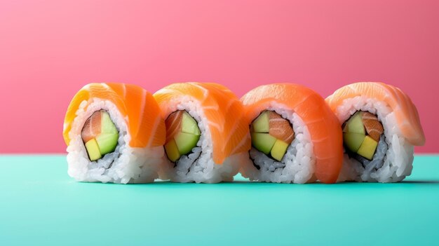 Photo arrière-plan de publicité vivante minimaliste avec sushi et espace de copie